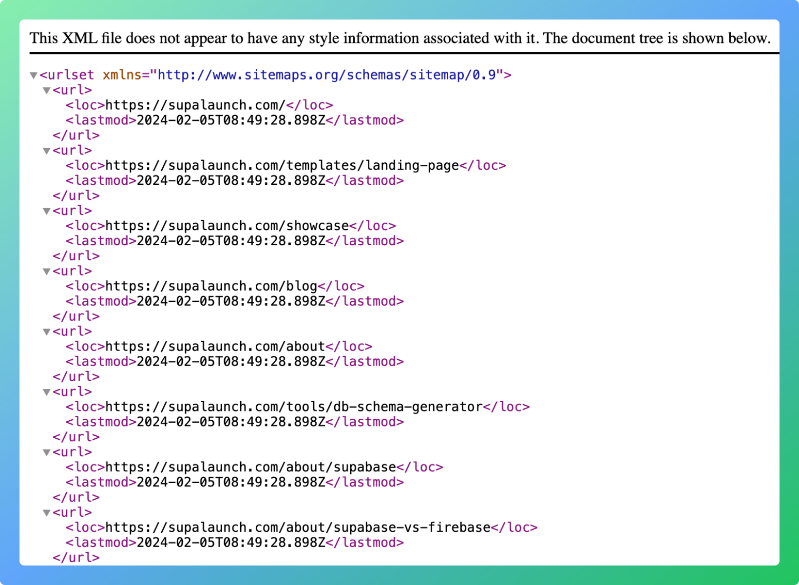 Sitemap Example